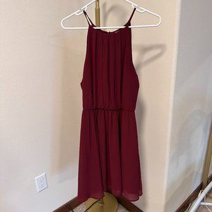 Dark Maroon Chiffon Type Dress